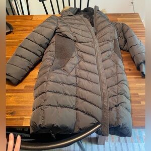 Seraphine Maternity/Baby Wearing gray puffer coat